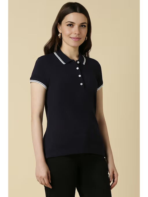 VERO MODA TIPPING POLO PLAIN -BLACK