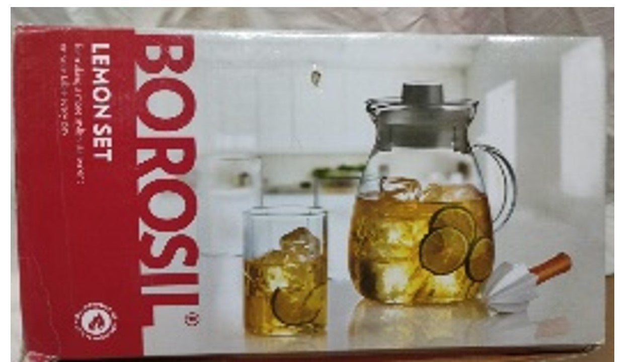 BOROSIL LEMON SET OF 7 JUG AND 6 GLASSES image 1