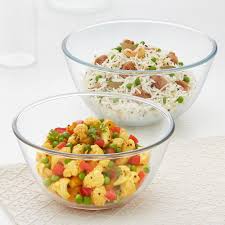BOROSIL MICROWAVABLE SET'2 MIXING BOWLS WITH PLASTIC LID (500+500 ML) image 0