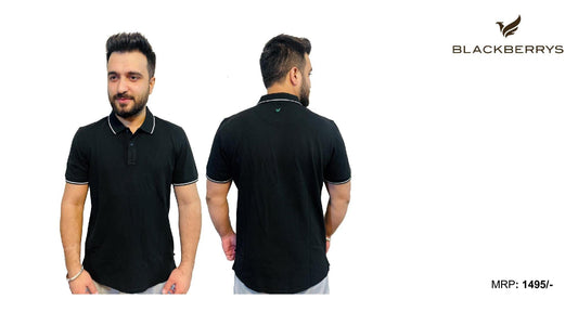 BLACK BERRYS NAVY TIPPING COLLAR TSHIRT  SIZE XL image 0