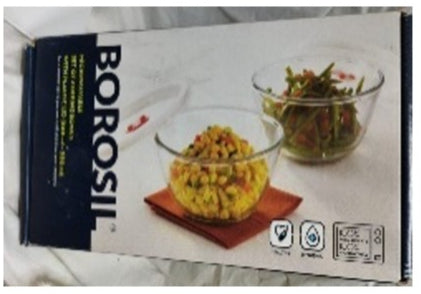 BOROSIL MICROWAVABLE SET'2 MIXING BOWLS WITH PLASTIC LID (500+500 ML) image 1