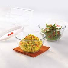 BOROSIL MICROWAVABLE SET'2 MIXING BOWLS WITH PLASTIC LID (900+900 ML) image 0