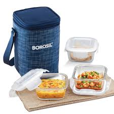 BOROSIL MICROWABLE INDIGO GLASS LUNCH BOX 320 ML image 0