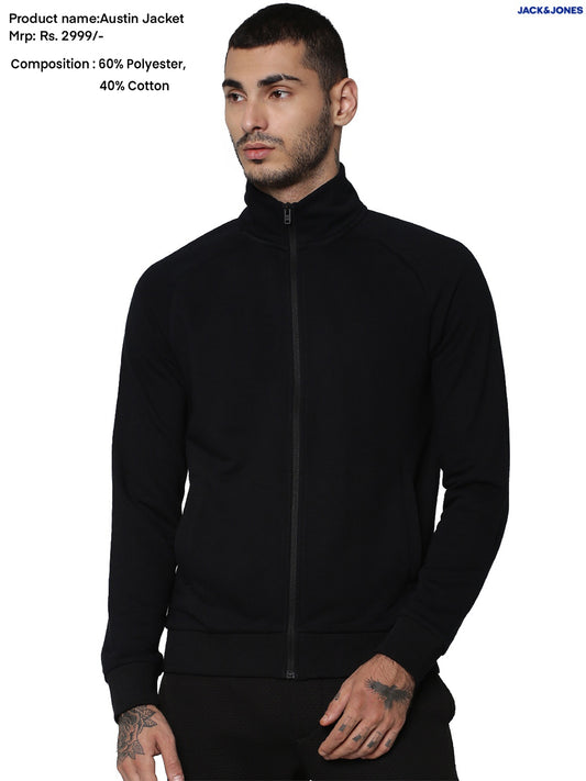 JACK &  JONES AUSTIN SWEAT JACKET -BLACK