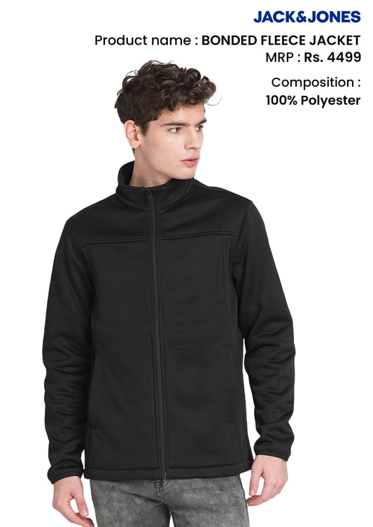 JACK & JONES BONDED FLEECE JACKET -BLACK