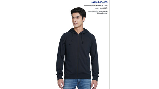JACK & JONES AUSTIN HOODIE -NAVY BLUE