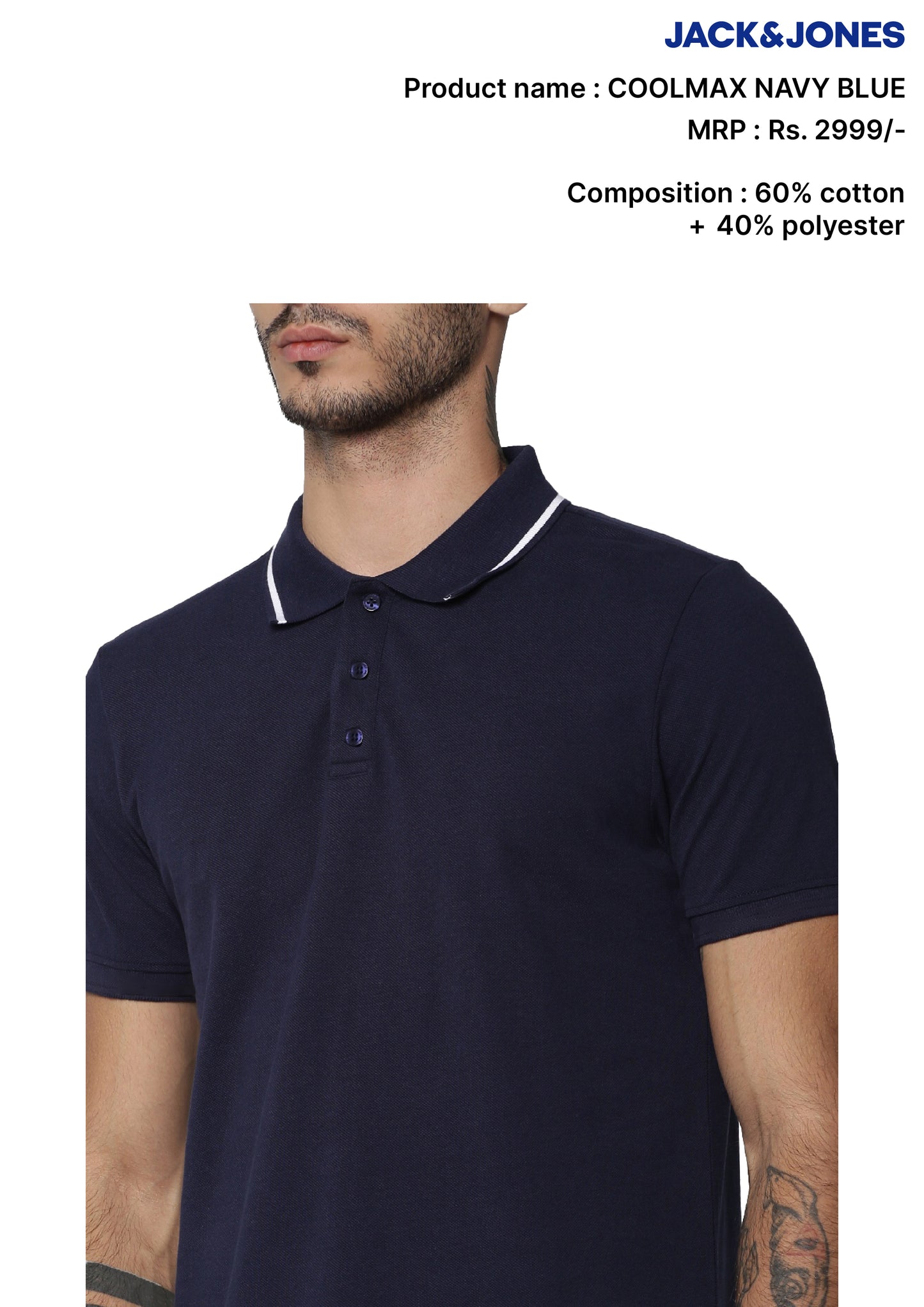 JACK & JONES COOL MAX POLO -NAVY BLUE