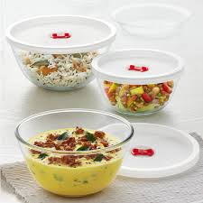BOROSIL SET'2 MIXING BOWLS WITH PLASTIC LID(500 ML+1.3 LITER) image 0