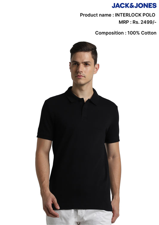 JACK & JONES INTERLOCK POLO -BLACK