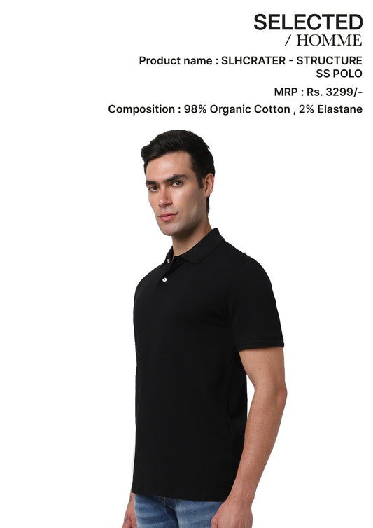 SELECTED HOMME STRUCTURED POLO -BLACK