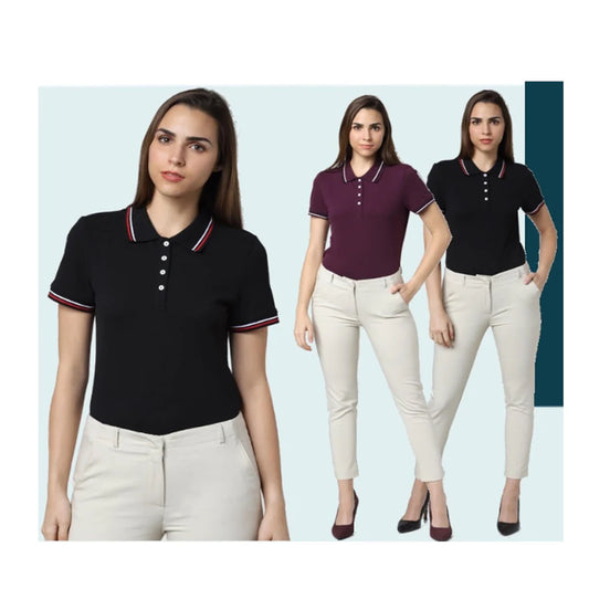 VERO MODA TIPPING POLO PLAIN -BLUE