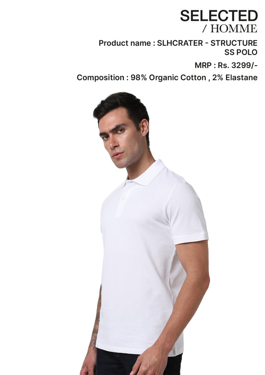 SELECTED HOMME STRUCTURED POLO -WHITE